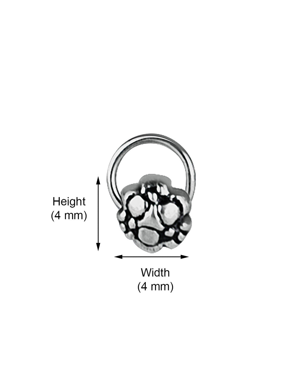 Small Flower Nose Pin in 92.5 Sterling Oxidized Silver