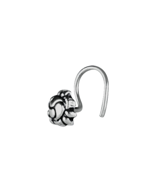 Trendy Flower Shape Nose Pin in 92.5 Sterling Oxidized Silver