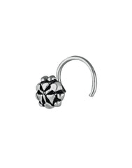 Trendy Flower Shape Nose Pin in 92.5 Sterling Oxidized Silver