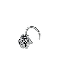 Flower Shape Nose Pin in 92.5 Sterling Oxidized Silver