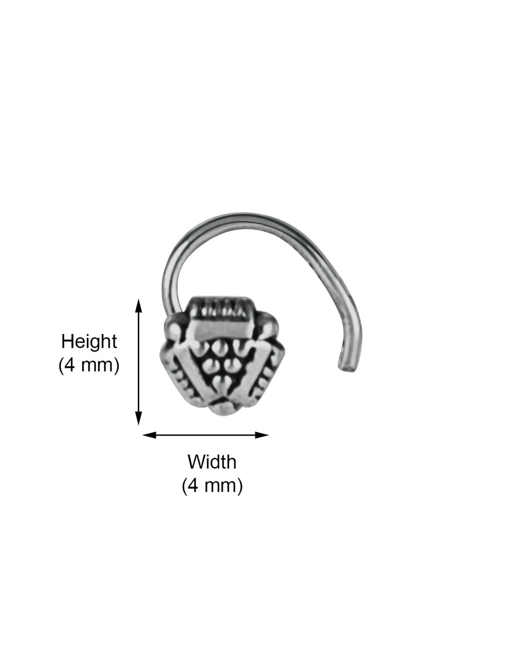 Tribal look Nose Pin in 92.5 Sterling Oxidized Silver