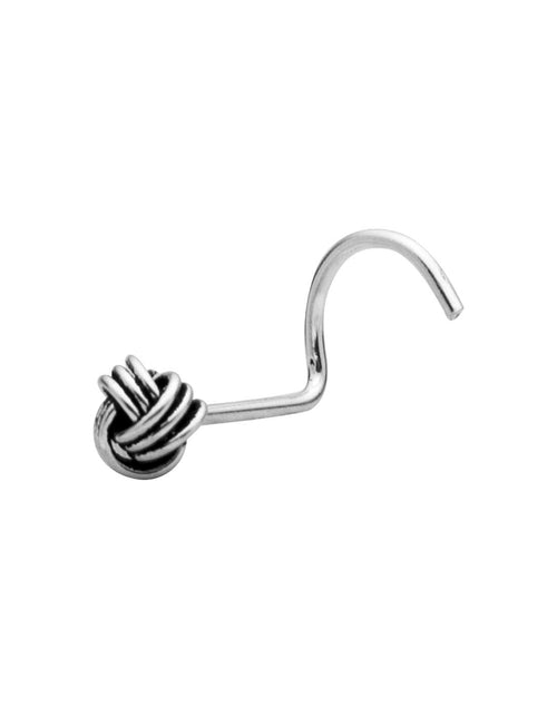 Trendy Knot Shape 3 mm Nose Pin with wire in 92.5 Sterling Oxidized Silver - Default Title - Abhooshan