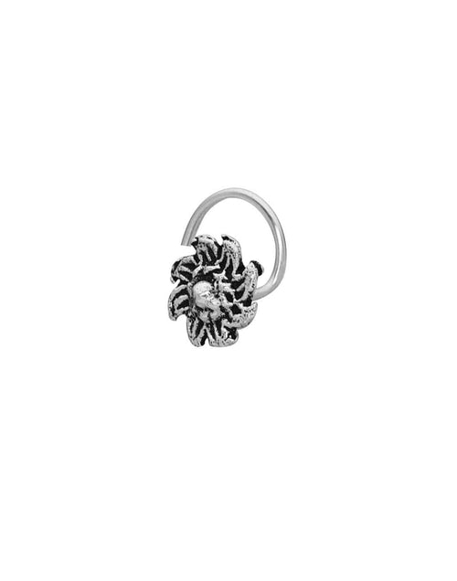 Flower 6 mm Nose Stud in 92.5 Sterling Oxidized Silver - Default Title - Abhooshan