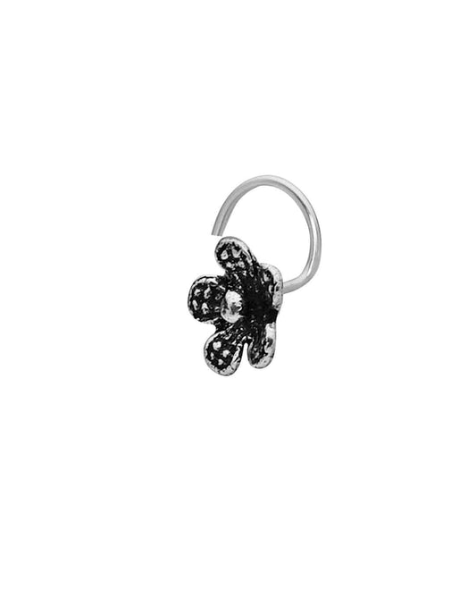 Flower Shape 6 mm Nose PIN in 92.5 Sterling Oxidized Silver