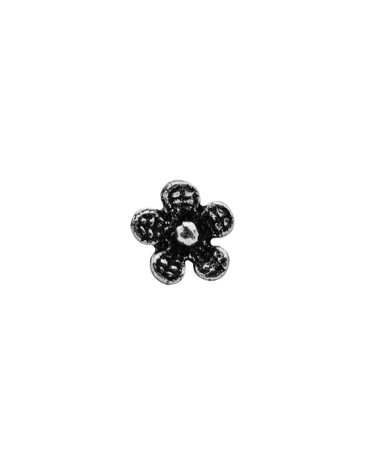 Flower Shape 6 mm Nose PIN in 92.5 Sterling Oxidized Silver