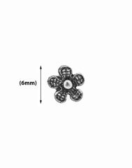 Flower Shape 6 mm Nose PIN in 92.5 Sterling Oxidized Silver