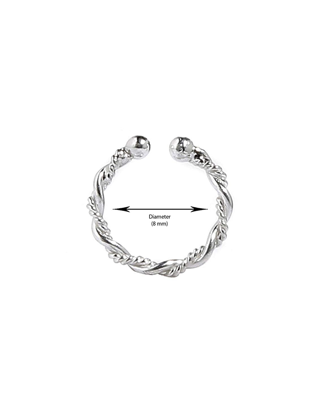 Combo of 92.5 Sterling Silver Clip On Nose Ring for Women and Girls