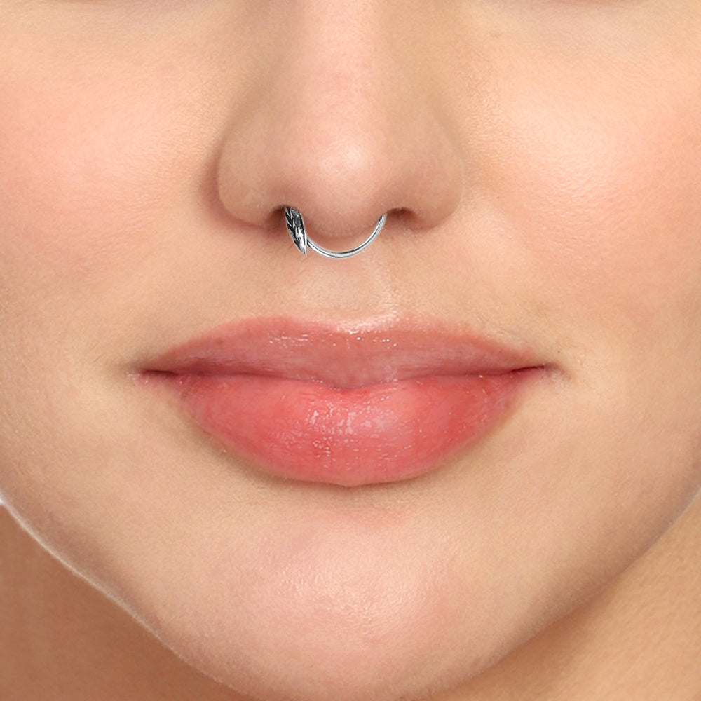 Designer Clip On Leaf nose Ring in 92.5 Silver