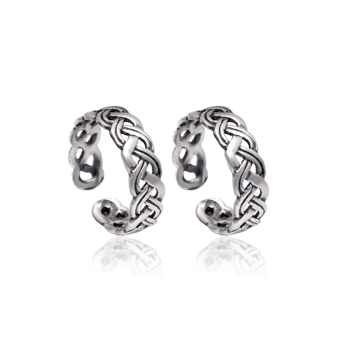 Pair of Designer Oxidized Toe Rings Bichiya in 925 Sterling Silver