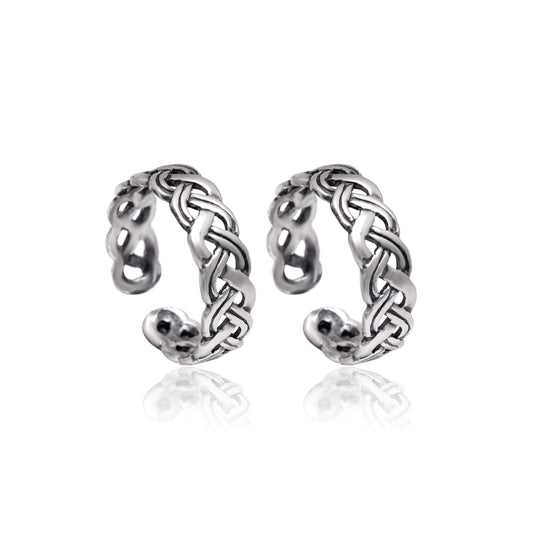 Pair of Designer Oxidized Toe Rings Bichiya in 925 Sterling Silver