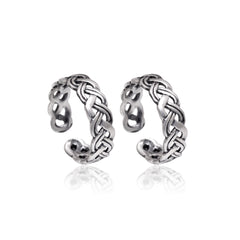 Pair of Designer Oxidized Toe Rings Bichiya in 925 Sterling Silver