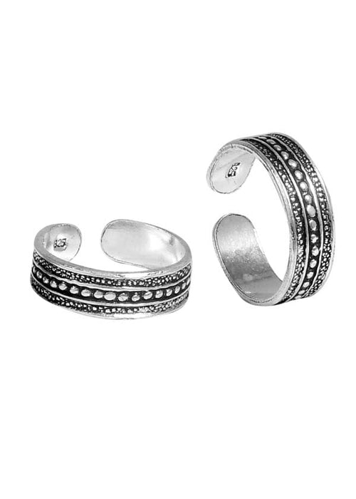 Pair of Oxidized Silver Toe Rings Bichiya in 925 Sterling Silver - Default Title - Abhooshan