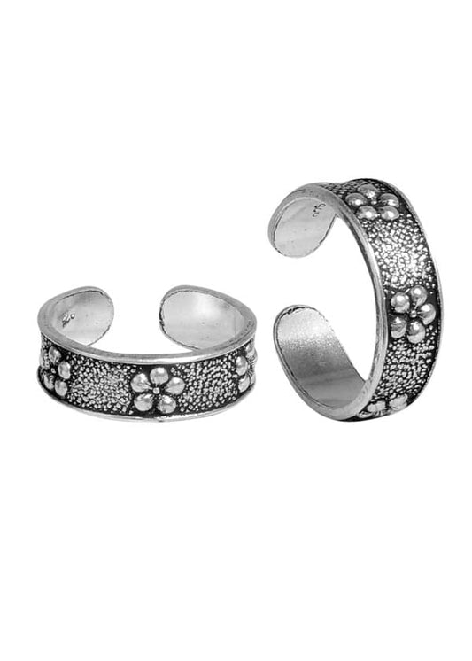 Pair of Oxidized Silver Toe Rings Bichiya in 925 Sterling Silver