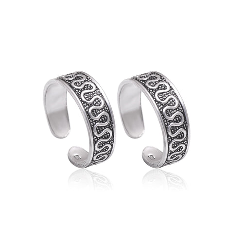 Unique pair of Oxidized Toe Rings in 92.5 Silver - Default Title - Abhooshan