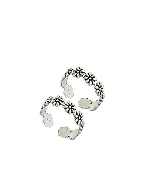 Pair of Trendy Adjustable Toe Rings in 925 Silver - Default Title - Abhooshan