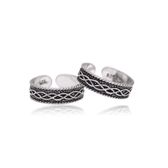 Pair of Designer 925 Silver Silver Oxidized Toe Rings