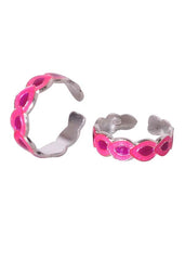 Pink Enamel 925 Sterling Silver Toe Rings