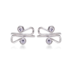 Pair of front open Toe rings in White Cubic Zirconia in 925 Silver