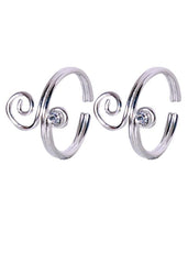 Pair of good looking Toe rings in White Cubic Zirconia in 925 Silver