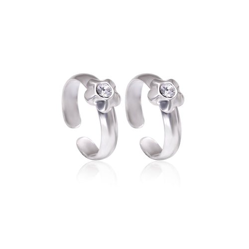 Unique and Beautiful 925 Silver Toe rings in White Cubic Zirconia - Default Title - Abhooshan