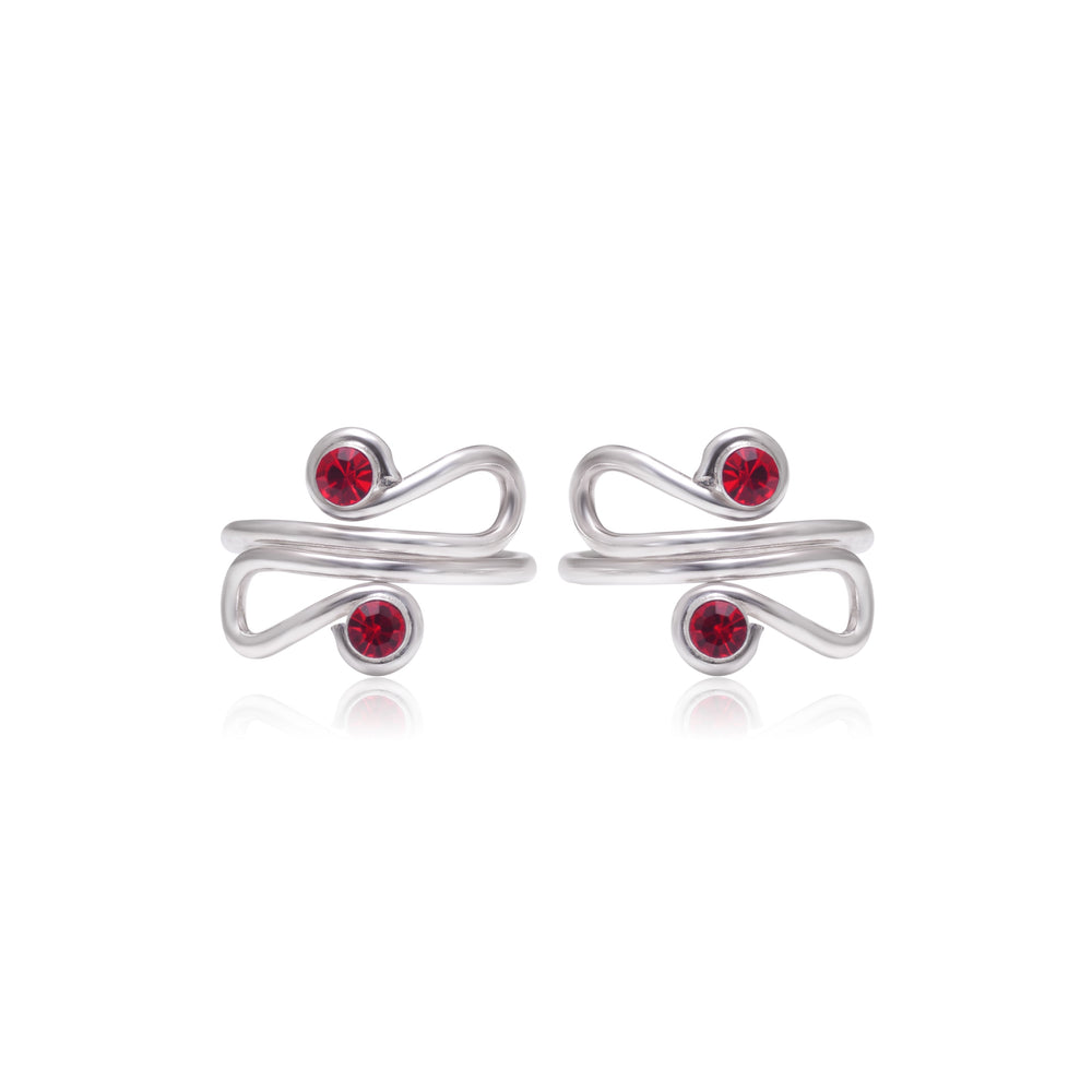 Unique 925 Silver Toe Rings in Red Cubic Zirconia