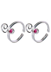 Pair of beautiful Toe Rings in Pink Cubic Zirconia in 925 Sterling Silver