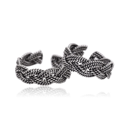 Pair of Designer and Oxidized Toe Rings Bichiya in 925 Sterling Silver