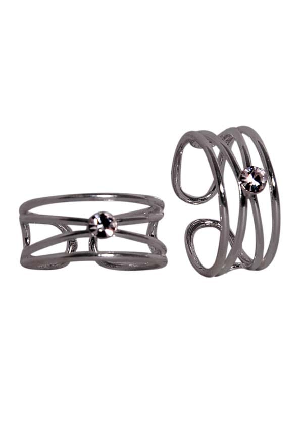 Pair of Adjustable White Cz Toe Rings in 92.5 Silver