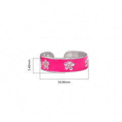 925 Sterling Silver Adjustable Pair of Pink Enamel Toe Rings