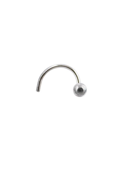 Dot Size Tiny Round 1 MM Nose Pin with wire in 92.5 Oxidized Silver