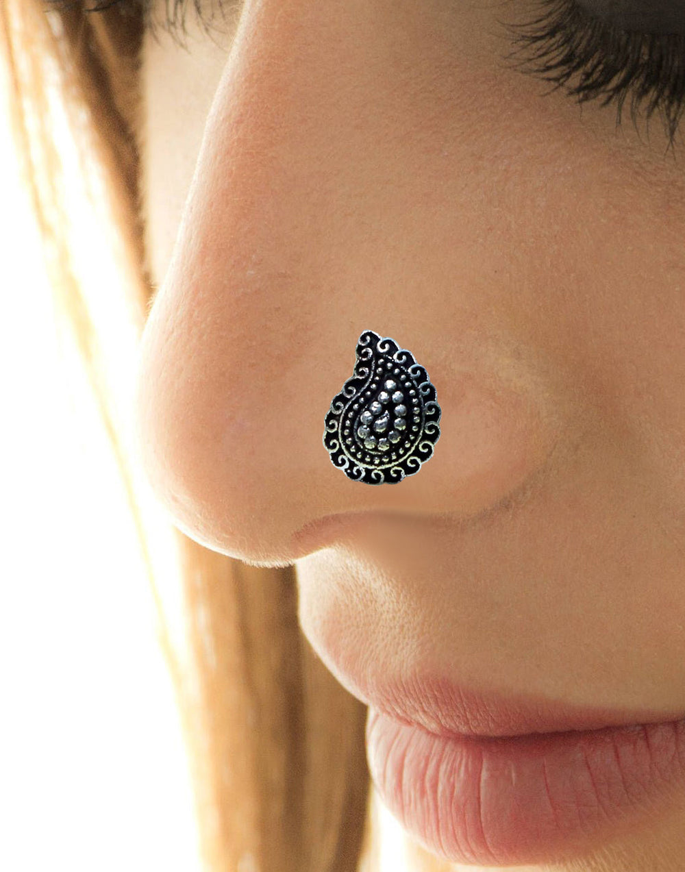 Rajasthani Traditionally Designed Silver Alloy Nose Pin