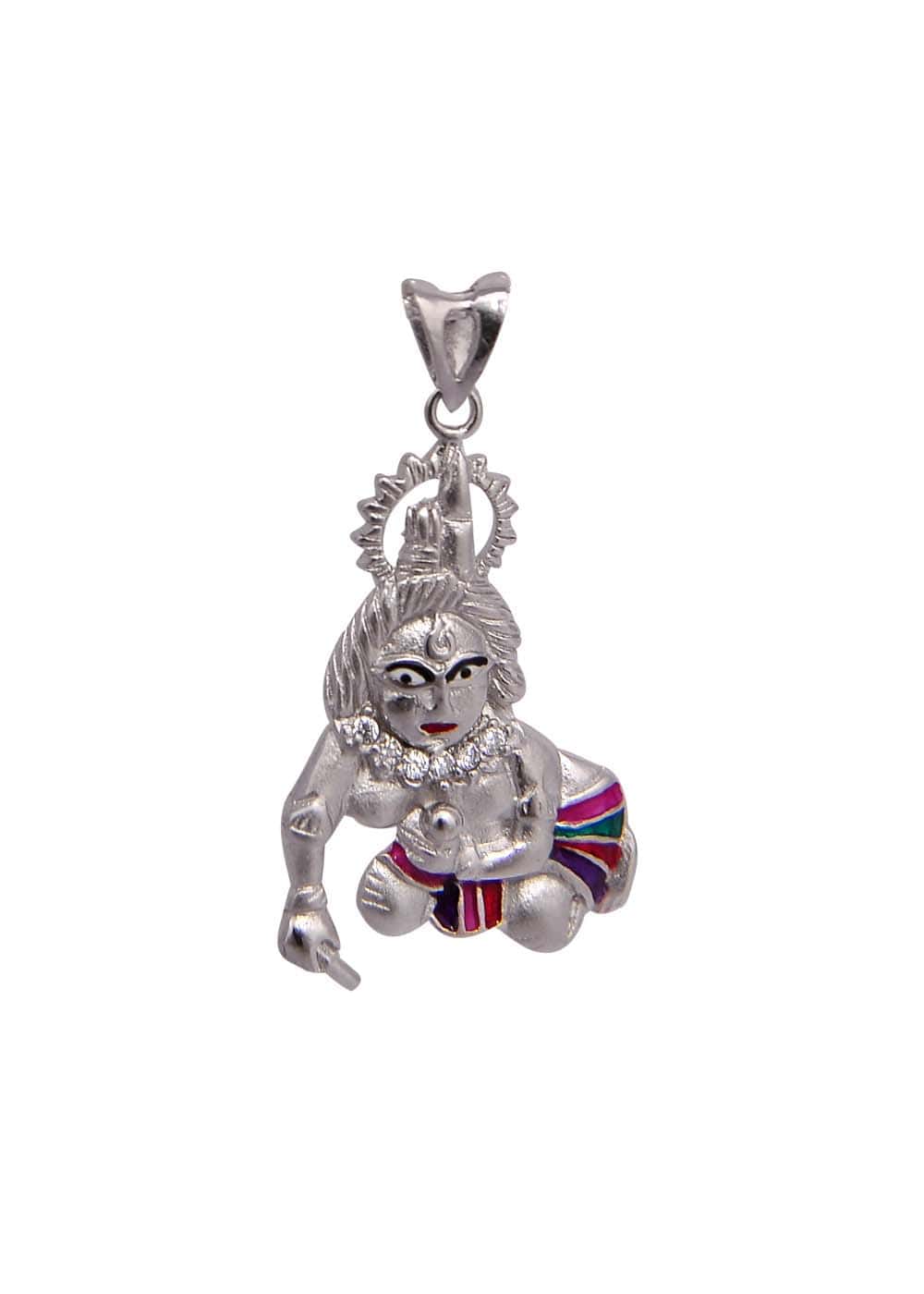 Bal Gopal Krishna 92.5 Sterling Silver CZ Enamel Pendant - Pendants