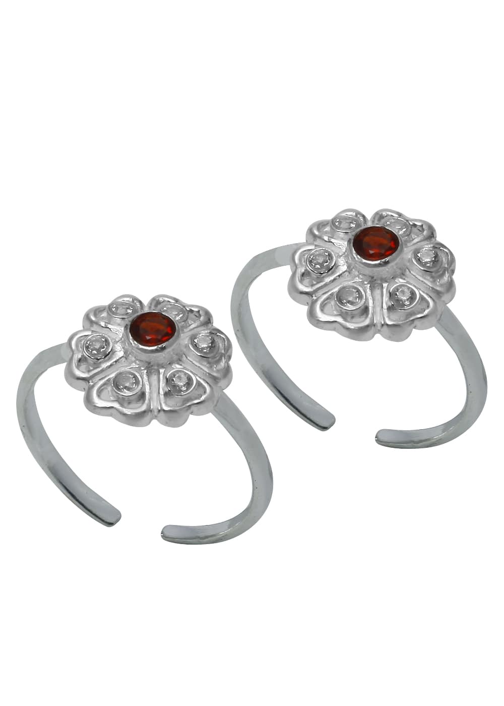 Beautiful pair of Cubic Zirconia Toe Rings in 92.5 Sterling Silver - Toe Rings