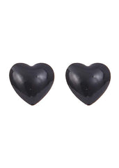 Black Heart Sterling Silver Cute and Elegant Enamel Studs - Studs