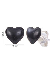 Black Heart Sterling Silver Cute and Elegant Enamel Studs - Studs