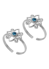 Blue Cubic Zirconia Toe Rings in 92.5 Sterling Silver - Toe Rings