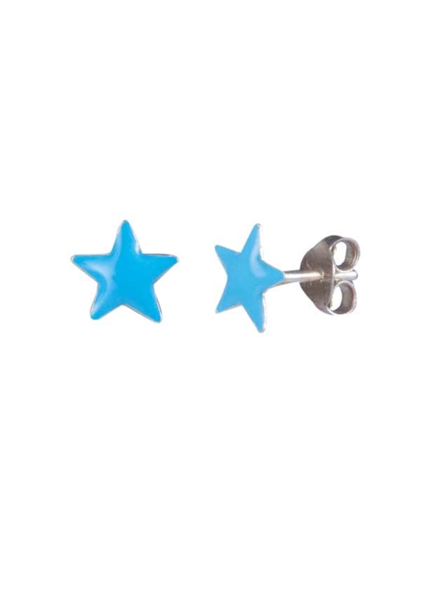Blue Star Sterling Silver Enamel Studs Earrings - Studs