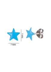 Blue Star Sterling Silver Enamel Studs Earrings - Studs