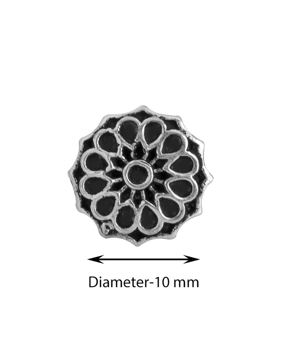 Flower Shape Oxidized Silver Alloy Nose Pin Studs