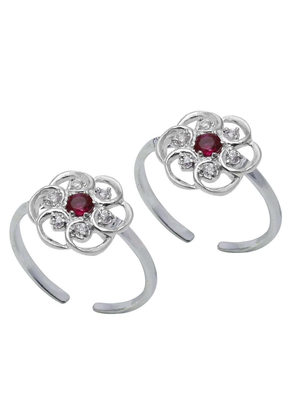 Classy pair of Cubic Zirconia Toe Rings in 92.5 Sterling Silver - Toe Rings