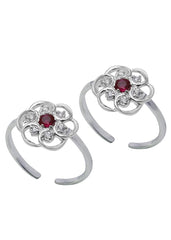 Classy pair of Cubic Zirconia Toe Rings in 92.5 Sterling Silver - Toe Rings