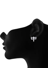 Cute and Beautiful Enamel Dragon Fly 925 Silver Studs Earrings - Studs