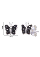 Cute and Elegant Black Enamel Small Butterfly Studs - Studs