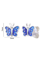 Cute and Elegant Enamel Small Butterfly Blue Studs - Studs