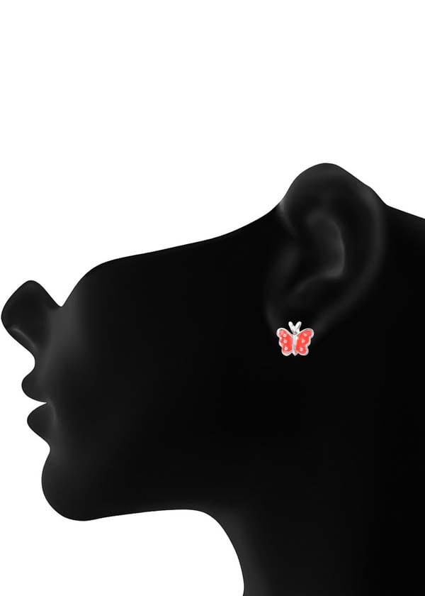 Cute and Elegant Orange Enamel Small Butterfly Studs Earrings - Studs