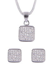 Designer 92.5 Sterling Silver CZ Pendant Set with Chain - Pendant Set
