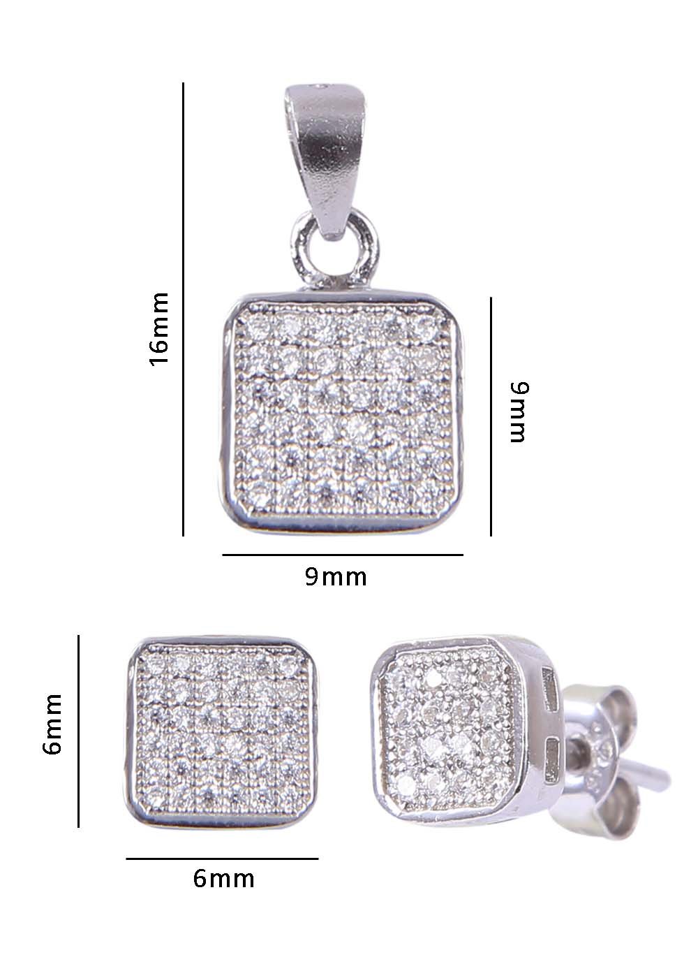 Designer 92.5 Sterling Silver CZ Pendant Set with Chain - Pendant Set