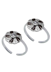 Designer Enamel and Cubic Zirconia Toe Rings in 92.5 Sterling Silver - Toe Rings