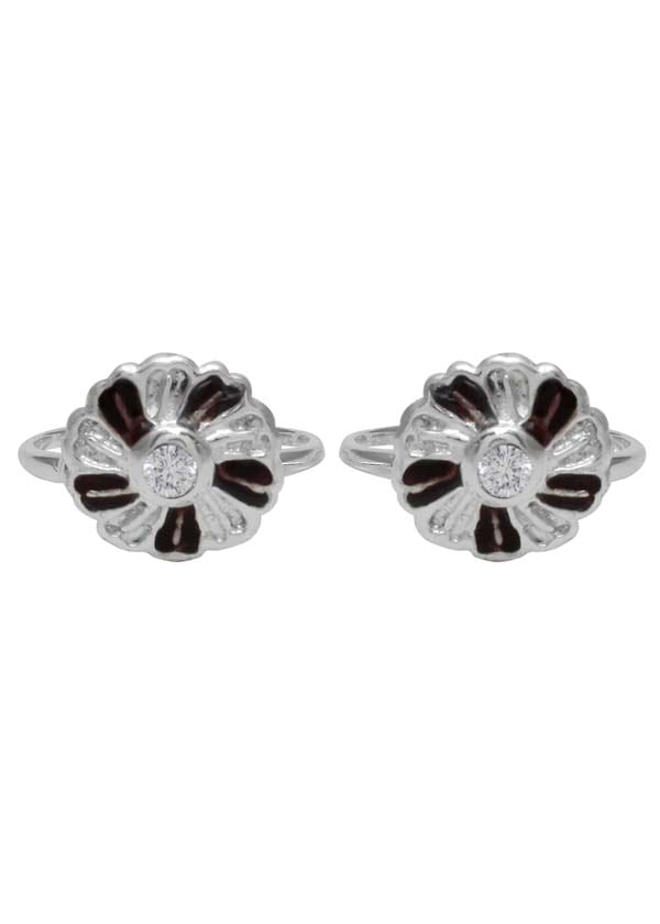 Designer Enamel and Cubic Zirconia Toe Rings in 92.5 Sterling Silver - Toe Rings