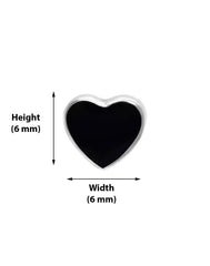 Designer Love Heart Black Studs in 92.5 Sterling Silver - Studs